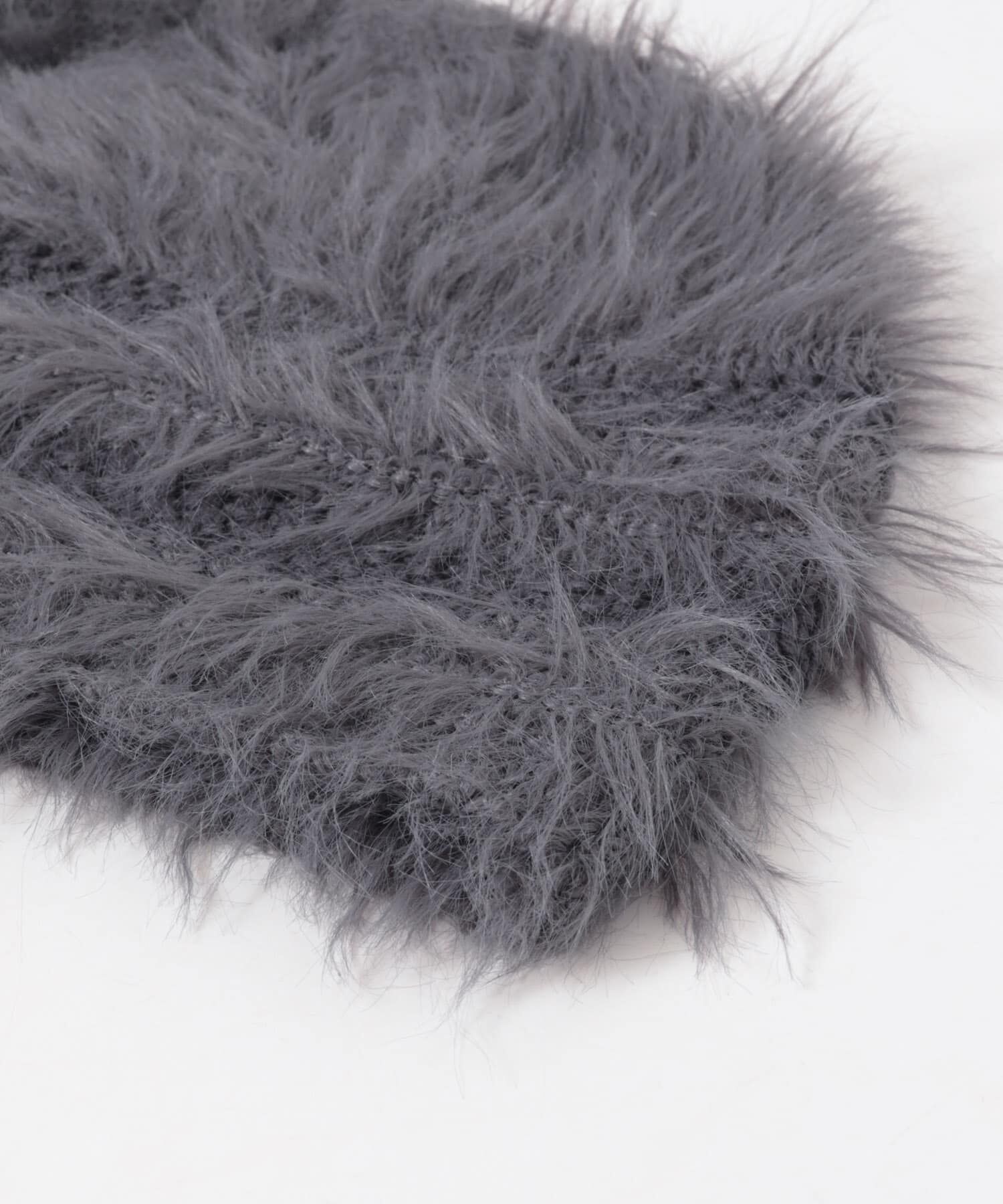  「ラインデザインシャギーニットビーニー」|ニット帽|