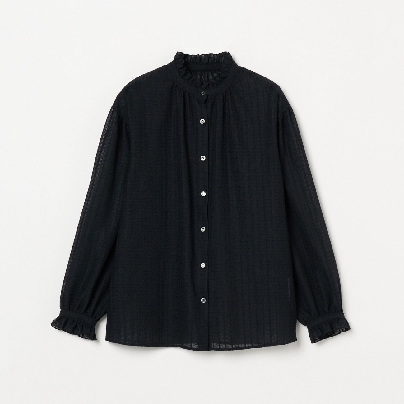 HELIOPOLE「HELIOPOLE RACE FRILL COLLAR BLOUSE」|シャツ・ブラウス|ブラック