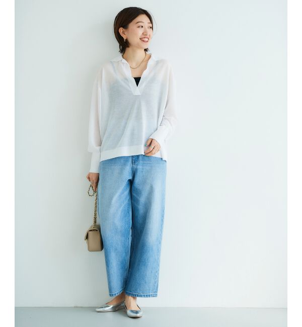 le.coeur blanc「《手洗い可能》シアースキッパー襟付きニット」|ニット・セーター|