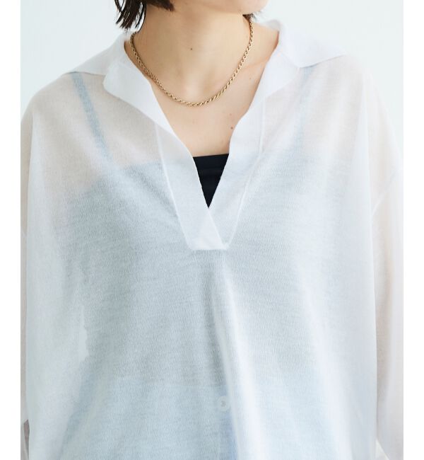 le.coeur blanc「《手洗い可能》シアースキッパー襟付きニット」|ニット・セーター|