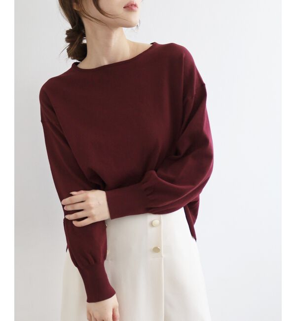 le.coeur blanc「《手洗い可能》ボリュームスリーブニットプルオーバー」|ニット・セーター|ボルドー