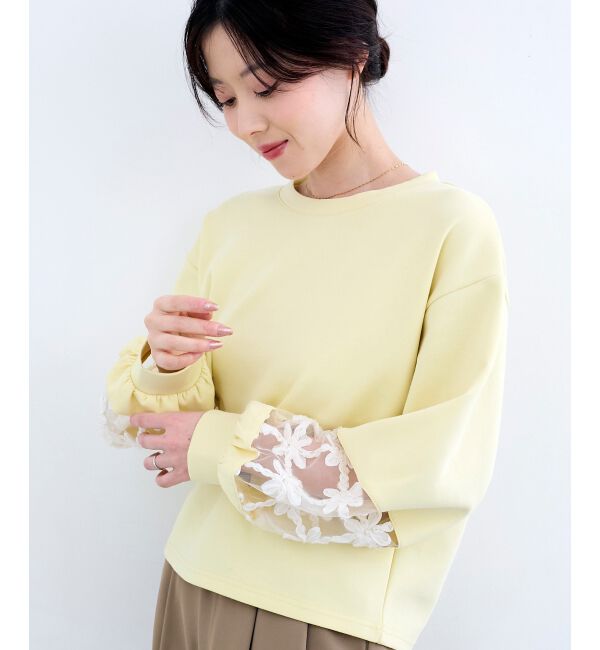  「《WEB限定アイテム》袖レースダンボールスウェット」|スウェット・ジャージ|