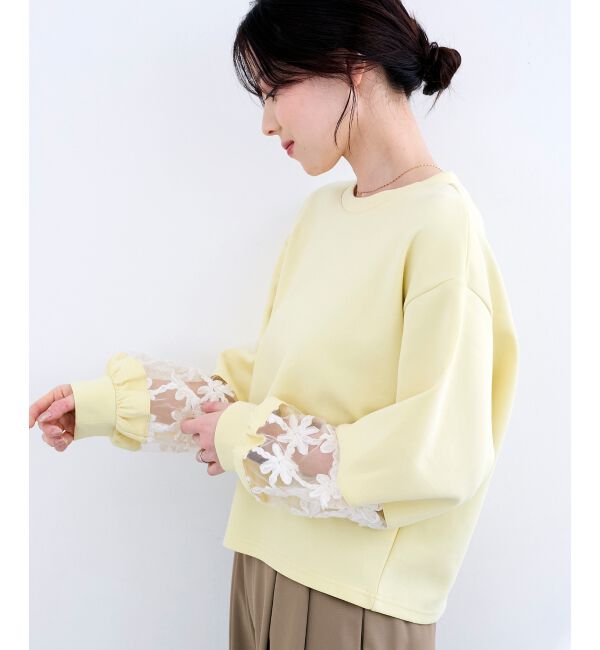  「《WEB限定アイテム》袖レースダンボールスウェット」|スウェット・ジャージ|