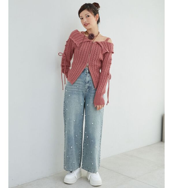 MAJESTICLEGON「ダブルジップケーブルニット」|ニット・セーター|