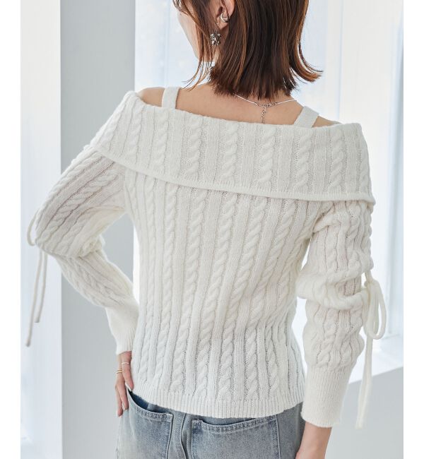 MAJESTICLEGON「ダブルジップケーブルニット」|ニット・セーター|