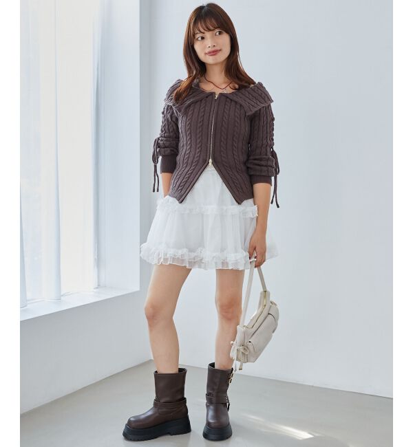 MAJESTICLEGON「ダブルジップケーブルニット」|ニット・セーター|