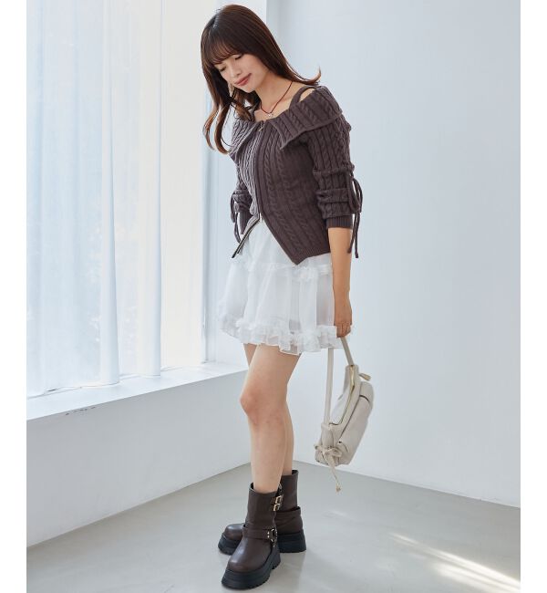 MAJESTICLEGON「ダブルジップケーブルニット」|ニット・セーター|