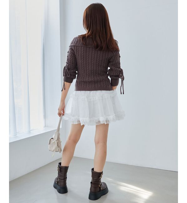 MAJESTICLEGON「ダブルジップケーブルニット」|ニット・セーター|