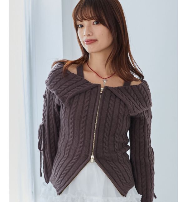 MAJESTICLEGON「ダブルジップケーブルニット」|ニット・セーター|