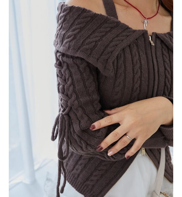 MAJESTICLEGON「ダブルジップケーブルニット」|ニット・セーター|