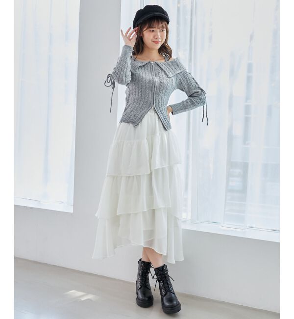 MAJESTICLEGON「ダブルジップケーブルニット」|ニット・セーター|