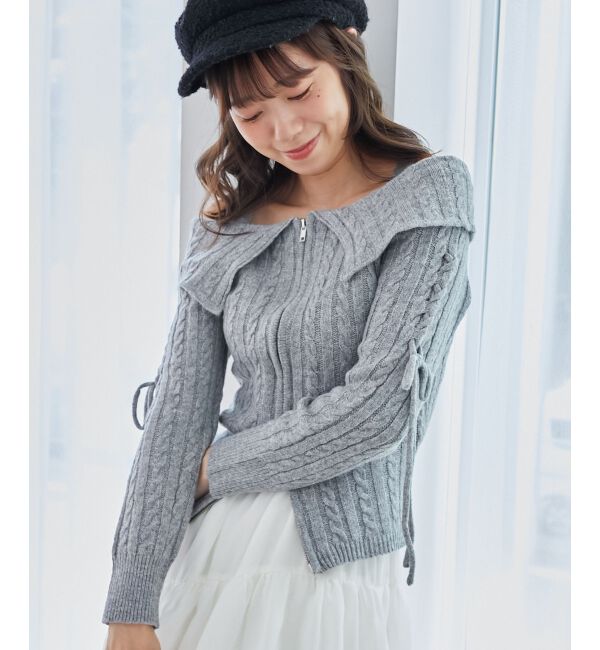 MAJESTICLEGON「ダブルジップケーブルニット」|ニット・セーター|