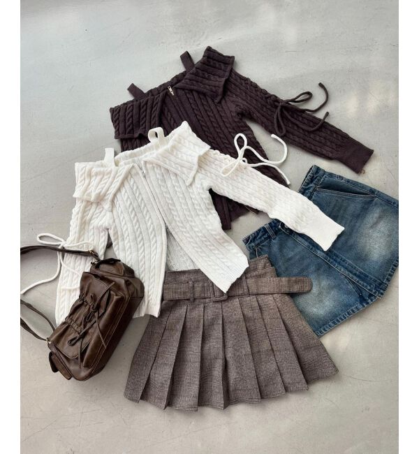 MAJESTICLEGON「ダブルジップケーブルニット」|ニット・セーター|