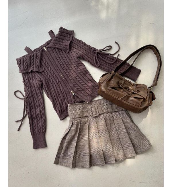 MAJESTICLEGON「ダブルジップケーブルニット」|ニット・セーター|