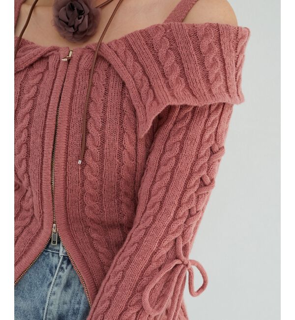 MAJESTICLEGON「ダブルジップケーブルニット」|ニット・セーター|