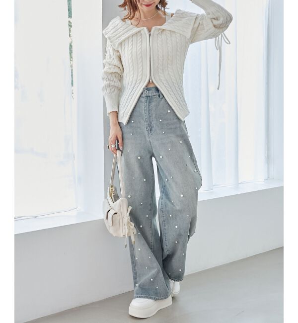 MAJESTICLEGON「ダブルジップケーブルニット」|ニット・セーター|