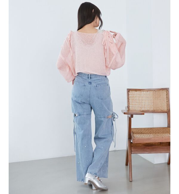 MAJESTICLEGON「レースアップメッシュニット」|ニット・セーター|