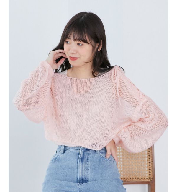 MAJESTICLEGON「レースアップメッシュニット」|ニット・セーター|