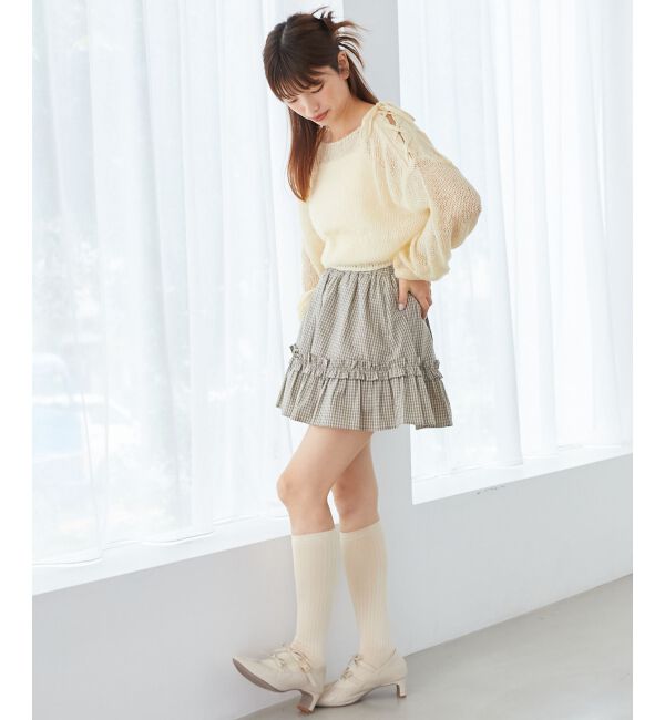 MAJESTICLEGON「レースアップメッシュニット」|ニット・セーター|