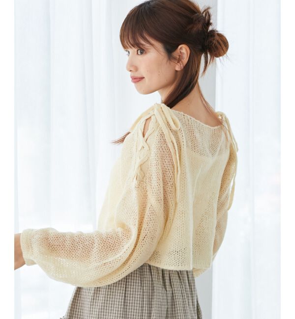 MAJESTICLEGON「レースアップメッシュニット」|ニット・セーター|