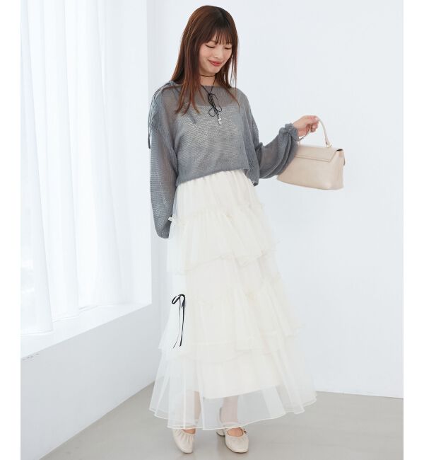 MAJESTICLEGON「レースアップメッシュニット」|ニット・セーター|