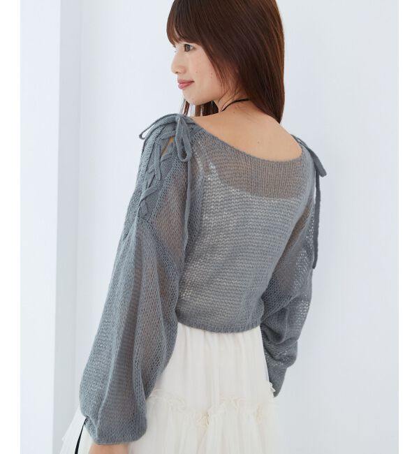 MAJESTICLEGON「レースアップメッシュニット」|ニット・セーター|