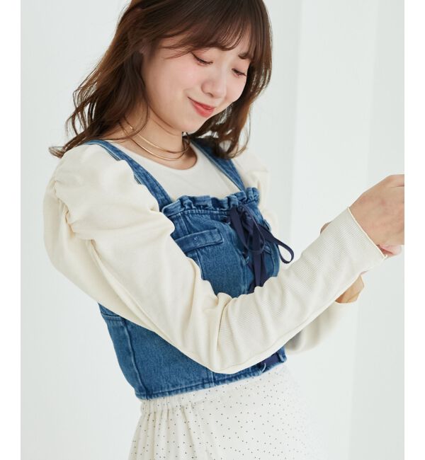 MAJESTICLEGON「クルーネックパワショルリブトップス」|Tシャツ・カットソー|