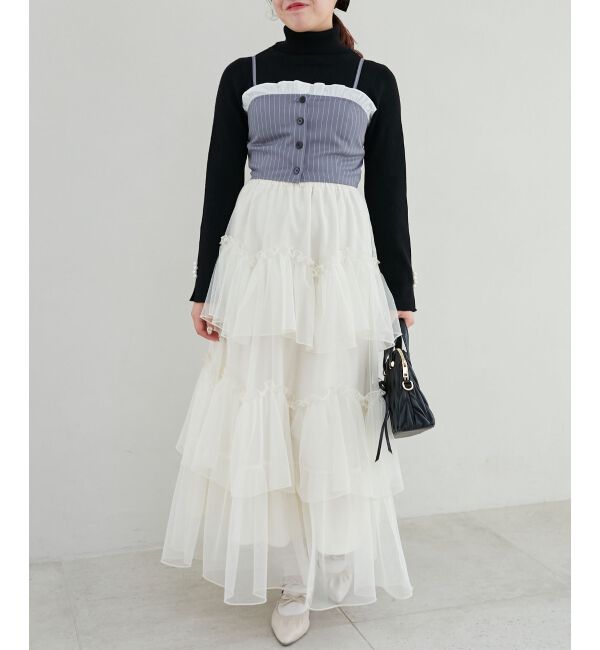 MAJESTICLEGON「バイカラーフリルトリムビスチェ」|キャミソール|