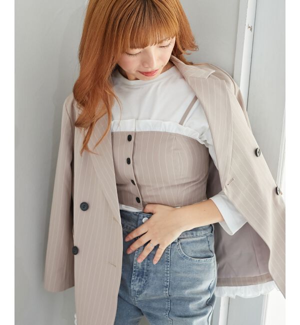 MAJESTICLEGON「バイカラーフリルトリムビスチェ」|キャミソール|