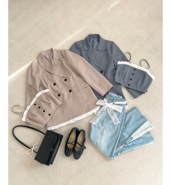 MAJESTICLEGON「バイカラーフリルトリムビスチェ」|キャミソール|