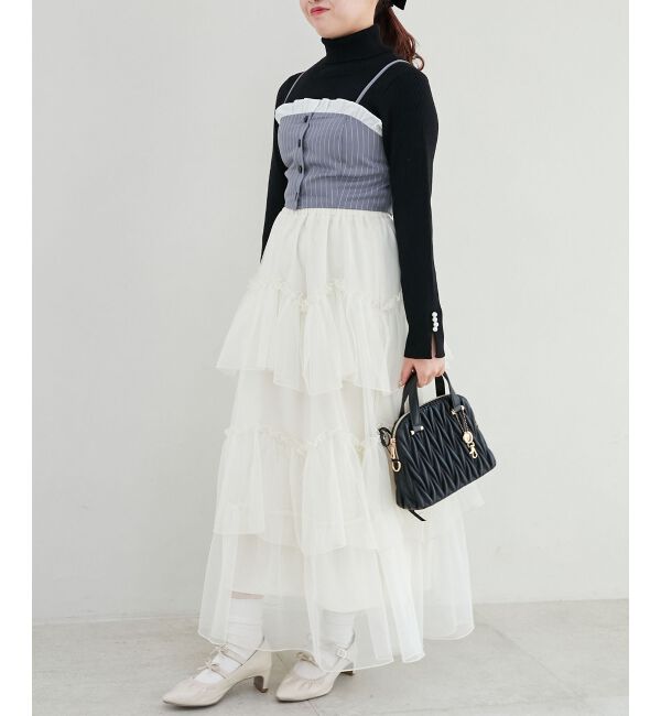 MAJESTICLEGON「バイカラーフリルトリムビスチェ」|キャミソール|