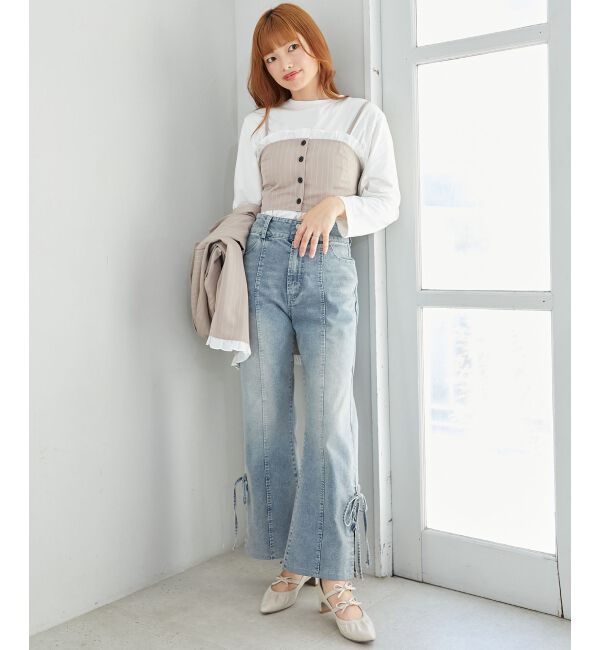 MAJESTICLEGON「バイカラーフリルトリムビスチェ」|キャミソール|