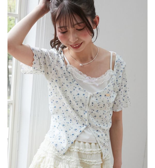  「キャミレイヤードライク半袖トップス」|Tシャツ・カットソー|