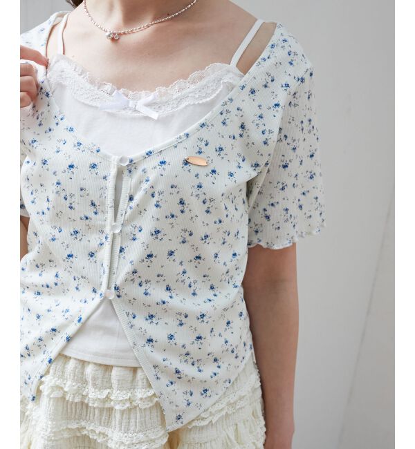  「キャミレイヤードライク半袖トップス」|Tシャツ・カットソー|