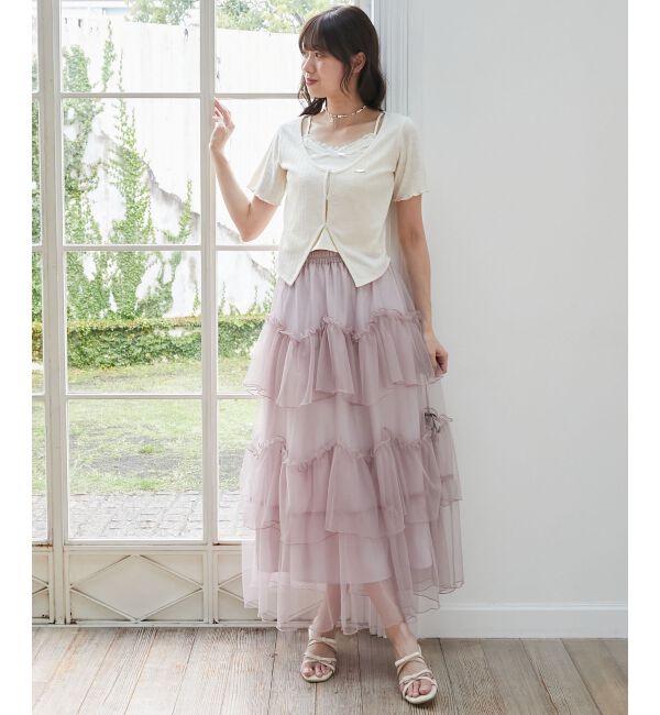  「キャミレイヤードライク半袖トップス」|Tシャツ・カットソー|