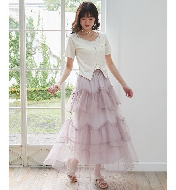  「キャミレイヤードライク半袖トップス」|Tシャツ・カットソー|