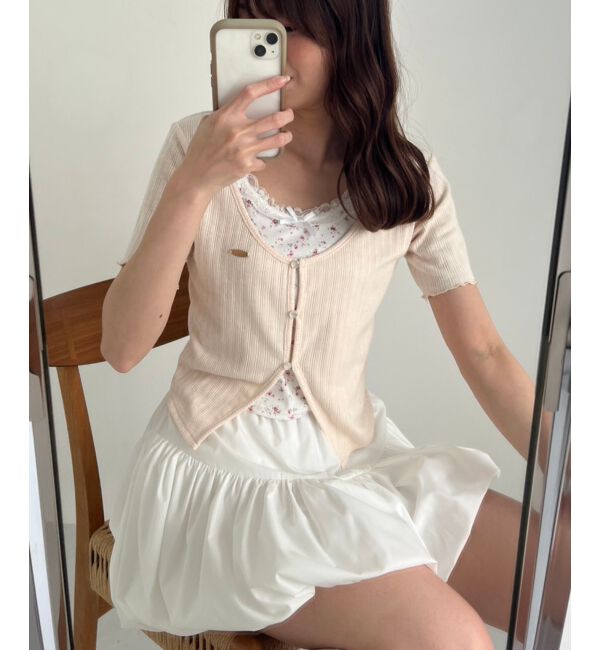  「キャミレイヤードライク半袖トップス」|Tシャツ・カットソー|