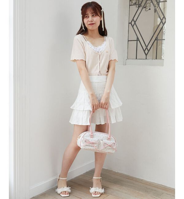  「キャミレイヤードライク半袖トップス」|Tシャツ・カットソー|