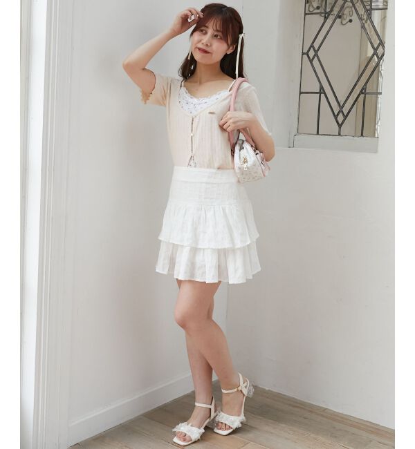  「キャミレイヤードライク半袖トップス」|Tシャツ・カットソー|