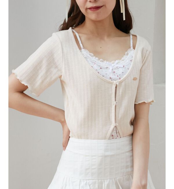  「キャミレイヤードライク半袖トップス」|Tシャツ・カットソー|