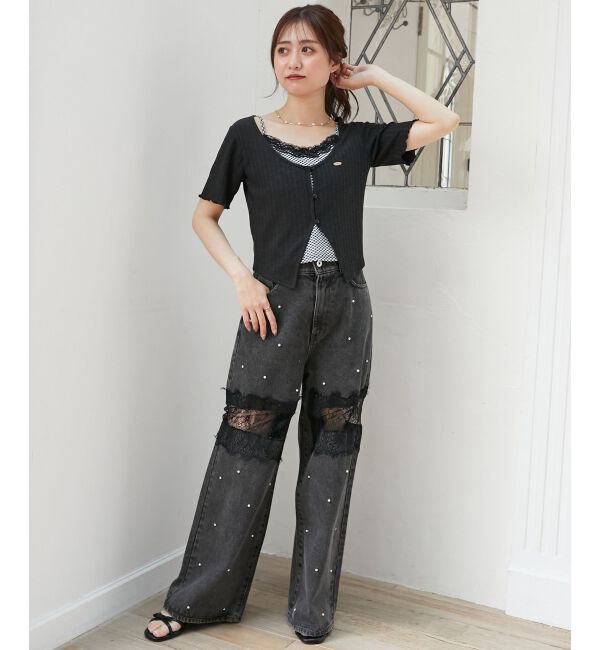  「キャミレイヤードライク半袖トップス」|Tシャツ・カットソー|