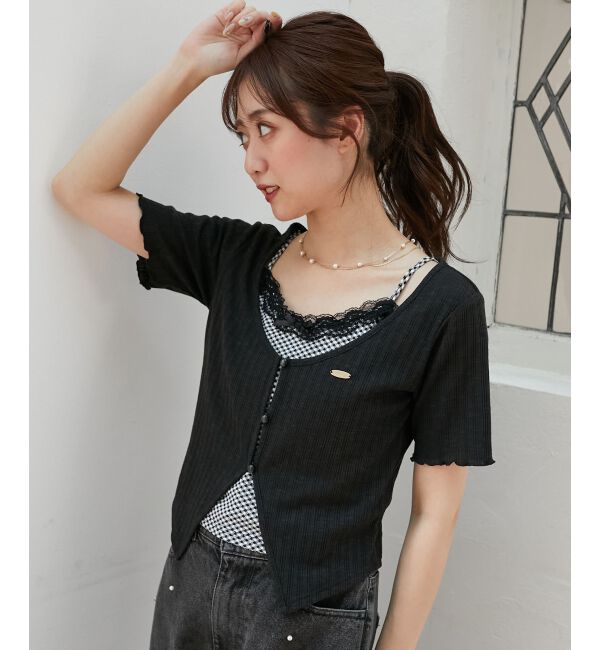  「キャミレイヤードライク半袖トップス」|Tシャツ・カットソー|