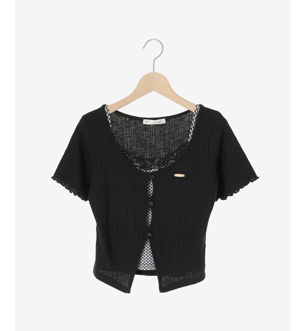  「キャミレイヤードライク半袖トップス」|Tシャツ・カットソー|