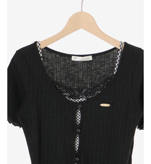  「キャミレイヤードライク半袖トップス」|Tシャツ・カットソー|