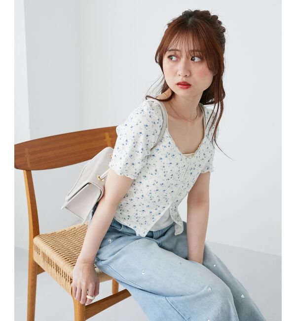  「キャミレイヤードライク半袖トップス」|Tシャツ・カットソー|