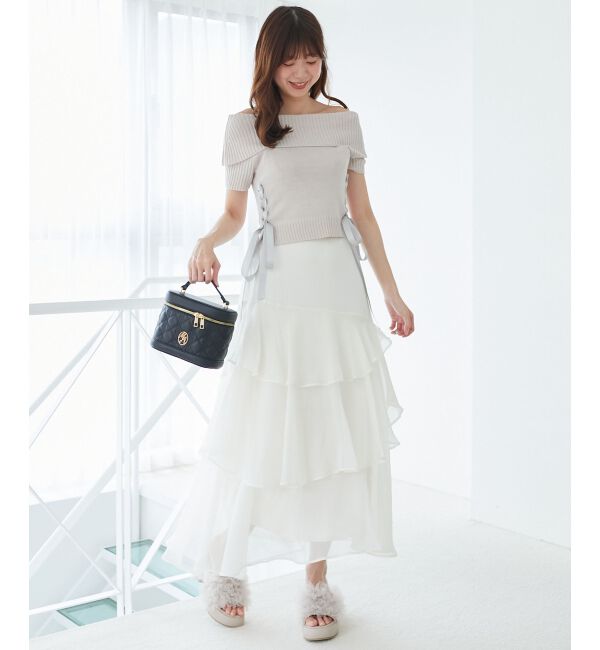  「レースアップオフショルニット」|ニット・セーター|