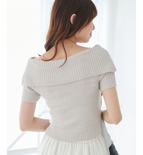  「レースアップオフショルニット」|ニット・セーター|