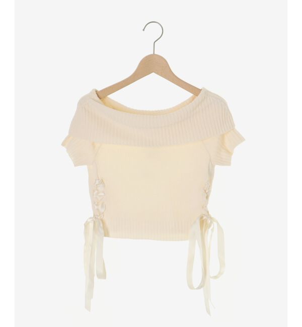  「レースアップオフショルニット」|ニット・セーター|