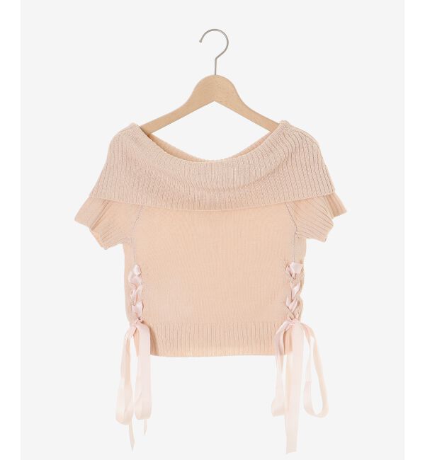  「レースアップオフショルニット」|ニット・セーター|