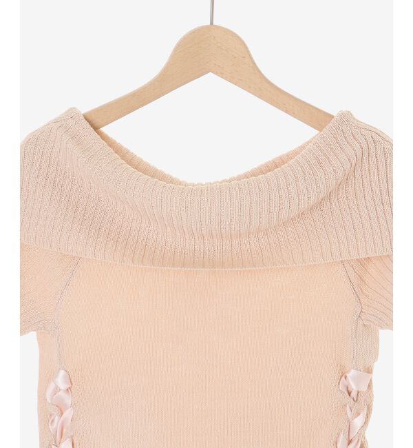  「レースアップオフショルニット」|ニット・セーター|